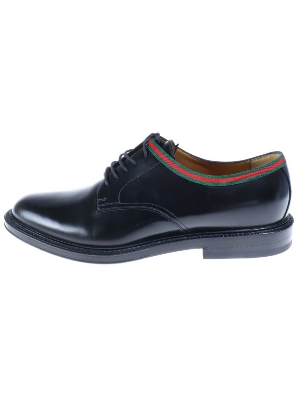 Gucci Sherry Line Leather Plain Toe Lace-up Shoes Black
